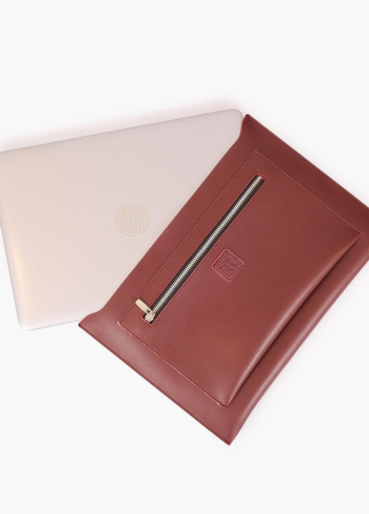 RTW Creation    Laptop Bag TRW23LB LBP-05 Burgundy suede laptop bag with sleeve - Women Laptop Bags