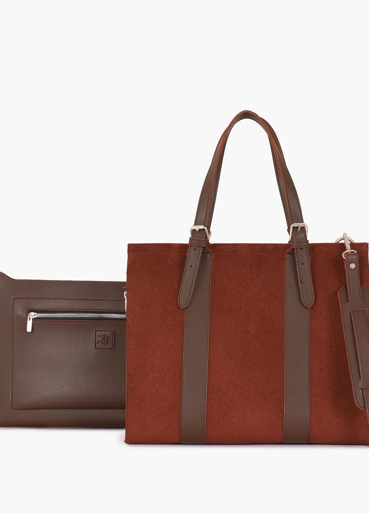 RTW Creation    Laptop Bag TRW23LB LBP-04 Dark brown suede laptop bag with sleeve - Women Laptop Bags