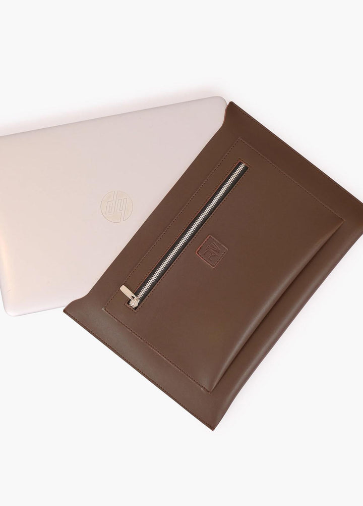 RTW Creation    Laptop Bag TRW23LB LBP-04 Dark brown suede laptop bag with sleeve - Women Laptop Bags