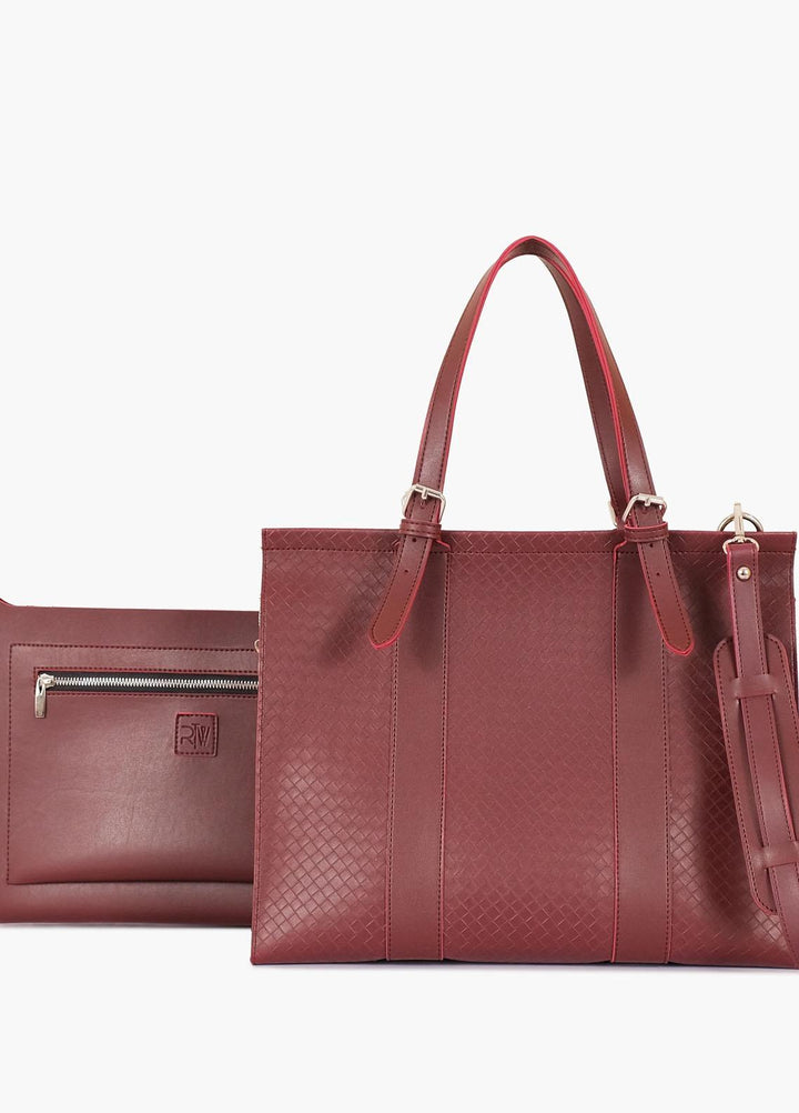RTW Creation    Laptop Bag TRW23LB LBP-03 Burgundy weaved laptop bag with sleeve - Women Laptop Bags