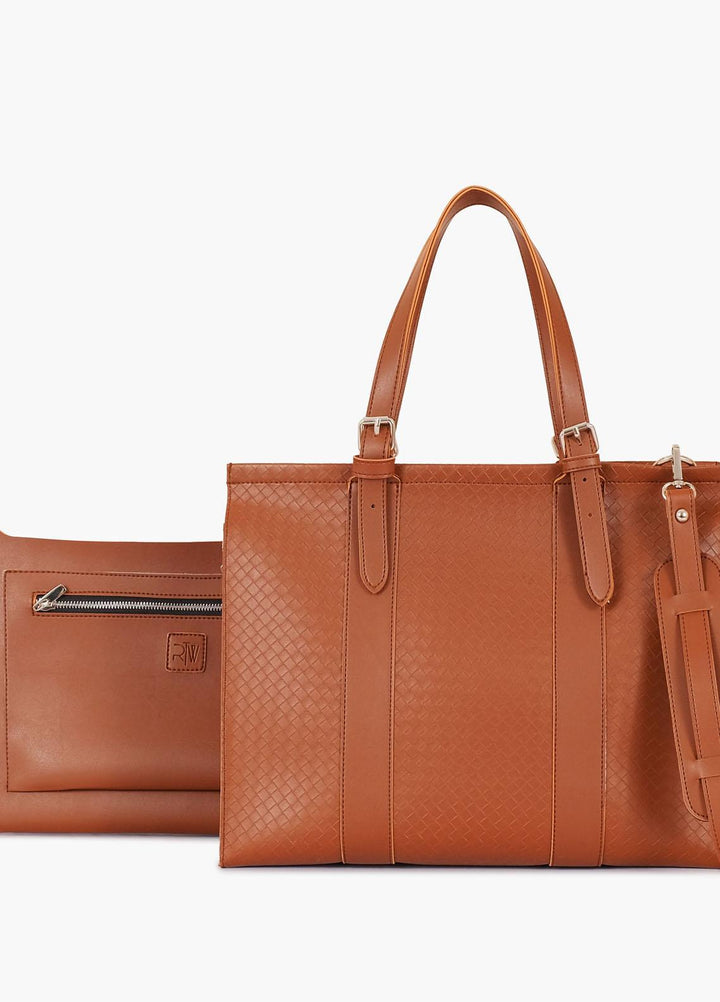 RTW Creation    Laptop Bag TRW23LB LBP-02 Brown weaved laptop bag with sleeve - Women Laptop Bags