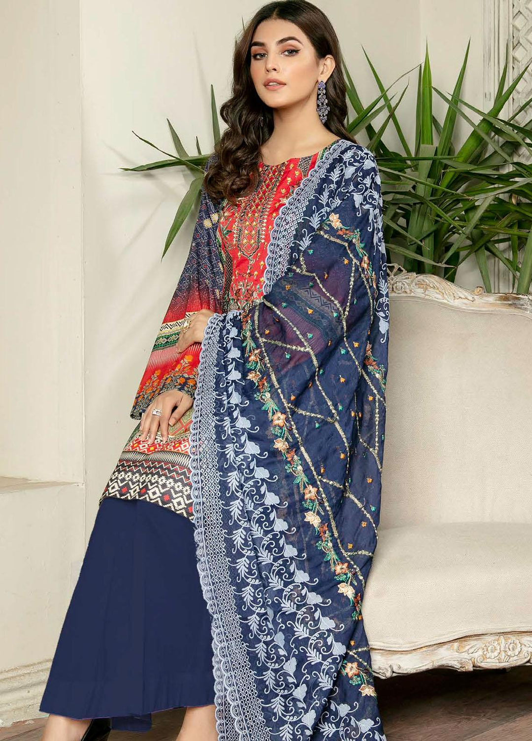 Rubab by Zebaish Embroidered Lawn Suits Unstitched 3 Piece ZSH21RB D-03 - Summer Collection