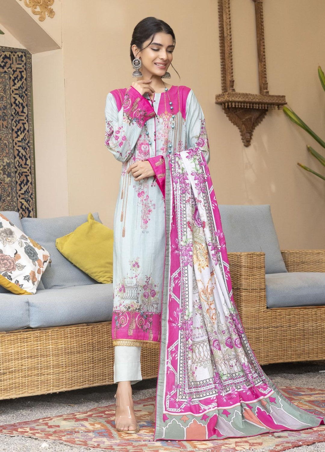 Rujhan Printed Lawn Suits Unstitched 3 Piece RJN22L-3 RPL- 009 - Summer Collection