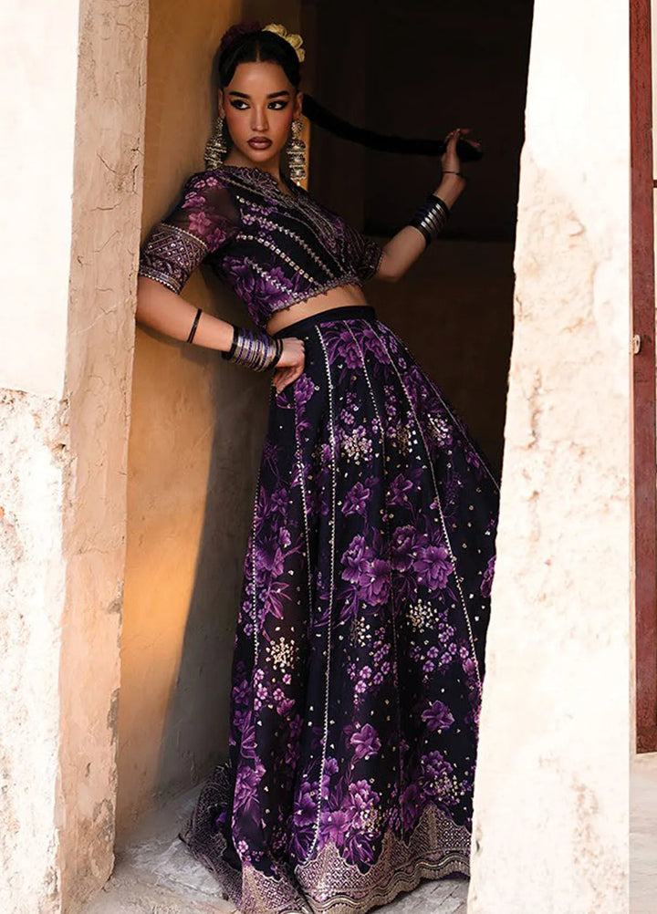 Rumi by Xenia Embroidered Chiffon Suit Unstitched 3 Piece XE25RF D-08 Kesar - Formals Collection