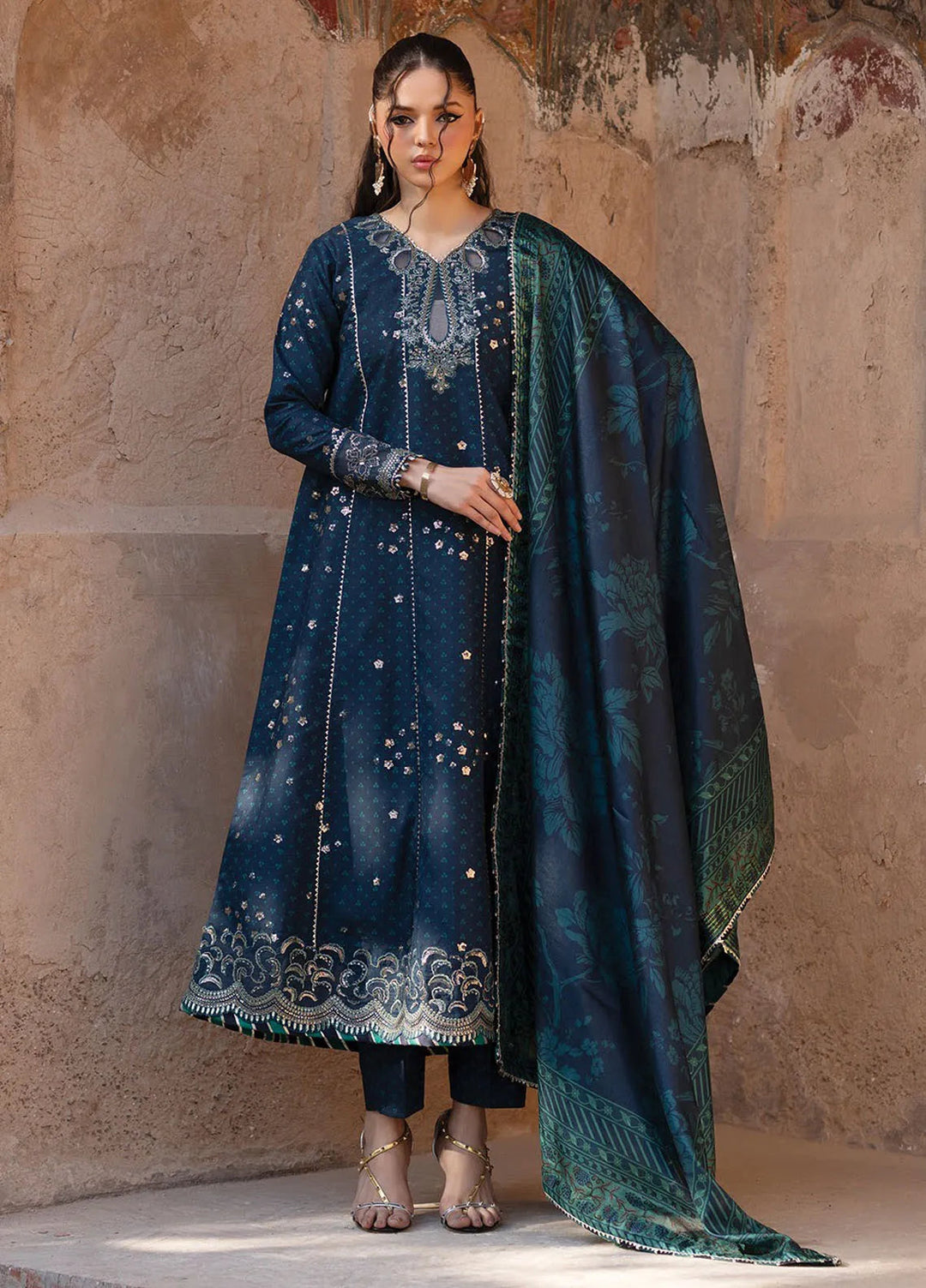 Rumi by Xenia Embroidered Raw Silk Suit Unstitched 3 Piece XE25RF D-03 Asmira - Formals Collection