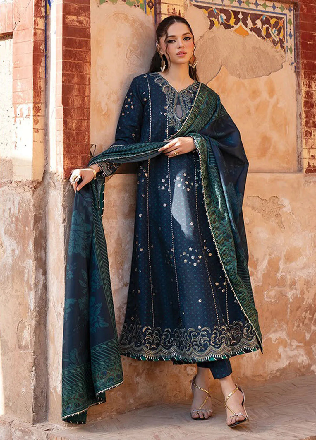 Rumi by Xenia Embroidered Raw Silk Suit Unstitched 3 Piece XE25RF D-03 Asmira - Formals Collection