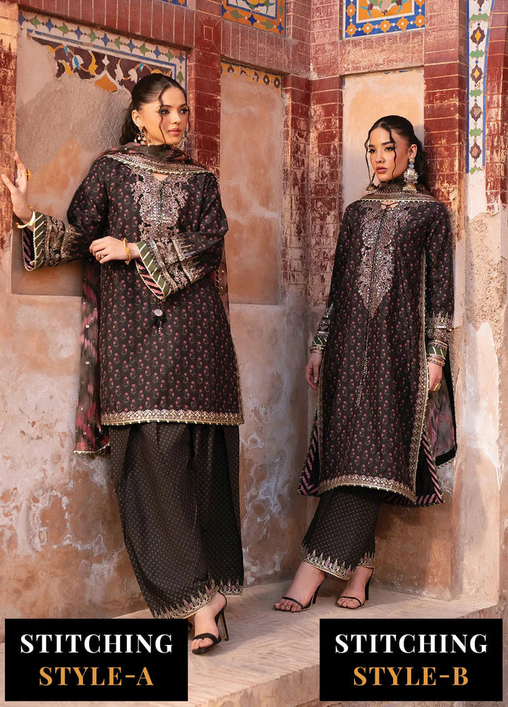 Rumi by Xenia Embroidered Raw Silk Suit Unstitched 3 Piece XE25RF D-04 Ruhi - Formals Collection