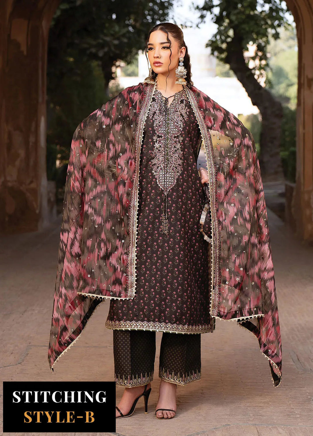 Rumi by Xenia Embroidered Raw Silk Suit Unstitched 3 Piece XE25RF D-04 Ruhi - Formals Collection