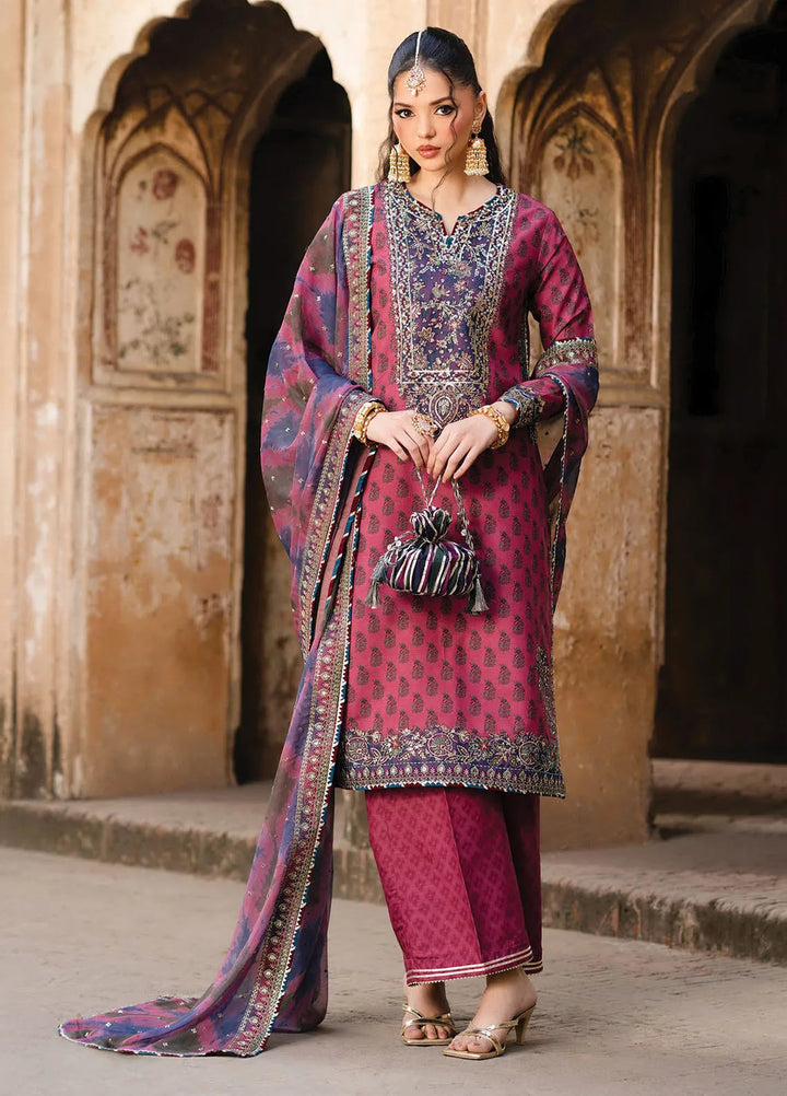 Rumi by Xenia Embroidered Raw Silk Suit Unstitched 3 Piece XE25RF D-07 Mushk B - Formals Collection
