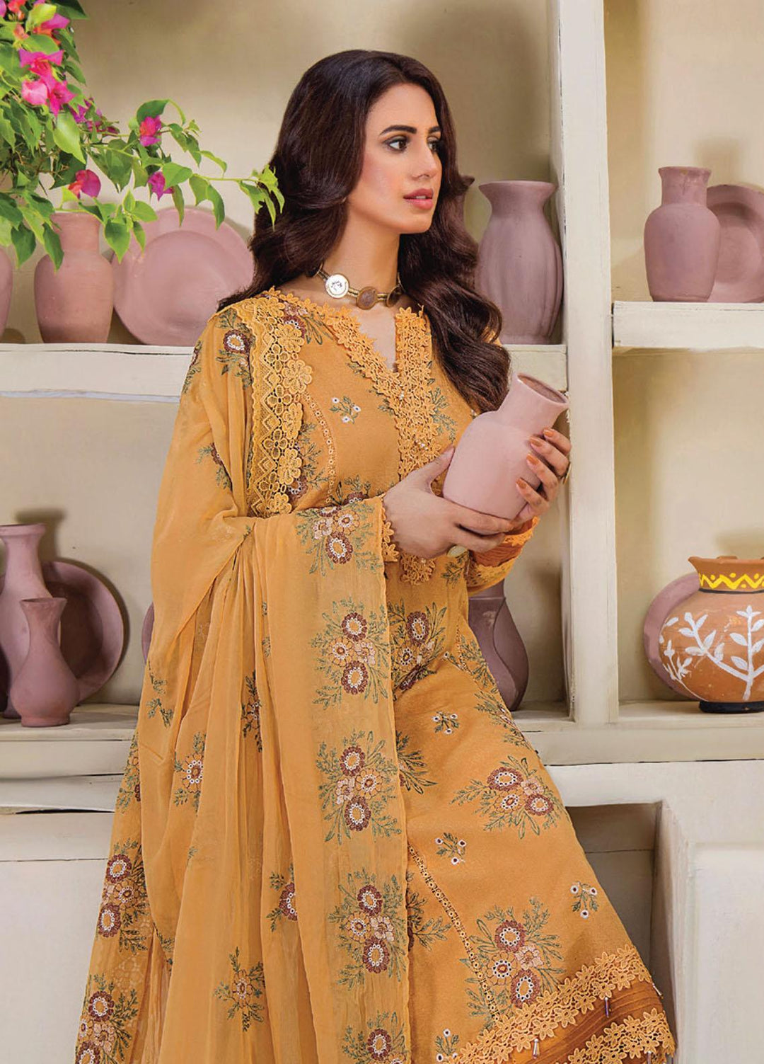 Rumli By Humdum Embroidered Karandi Suits Unstitched 3 Piece HD23RM D-02 - Formal Collection