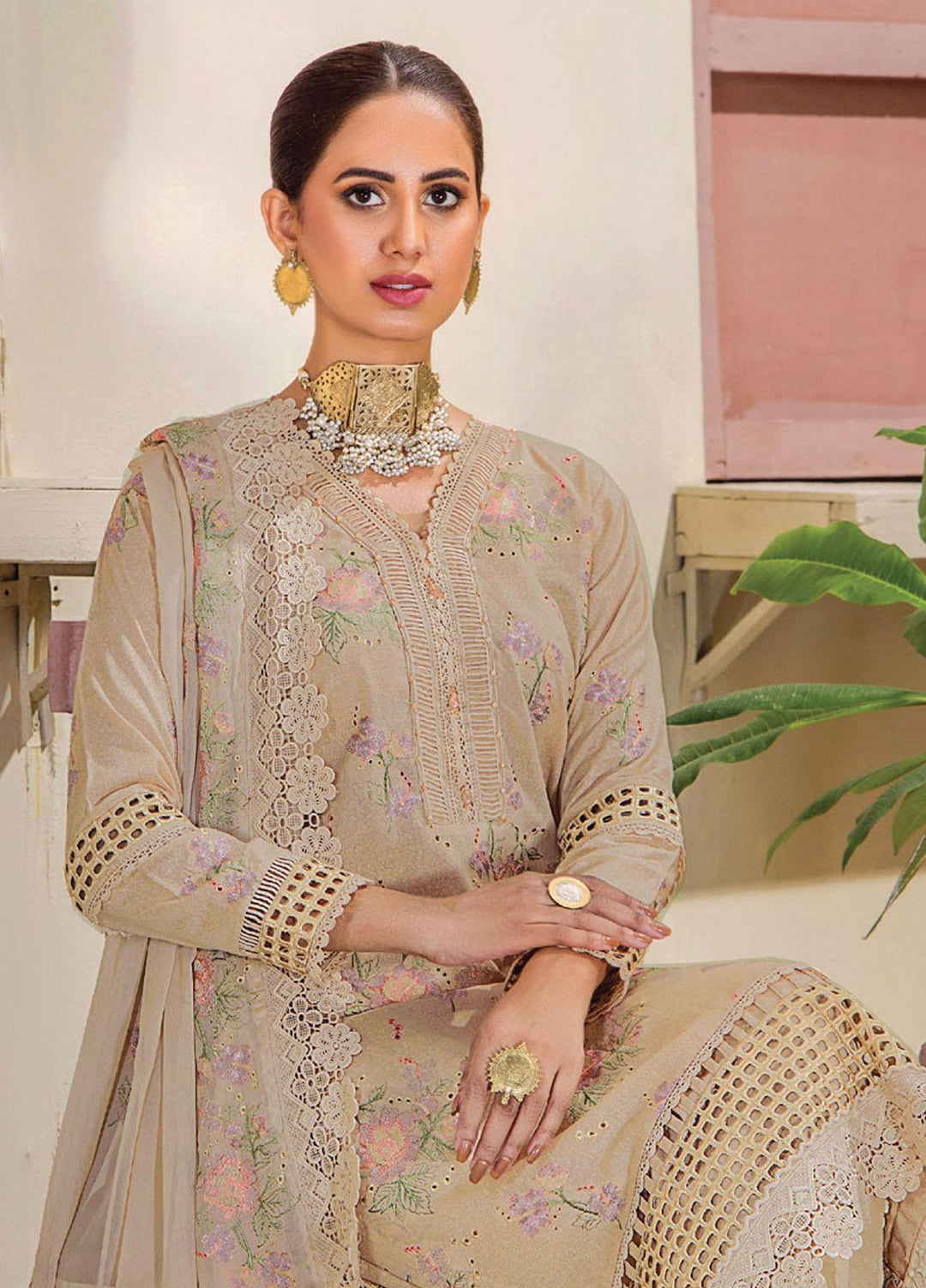 Rumli By Humdum Embroidered Karandi Suits Unstitched 3 Piece HD23RM D-04 - Formal Collection