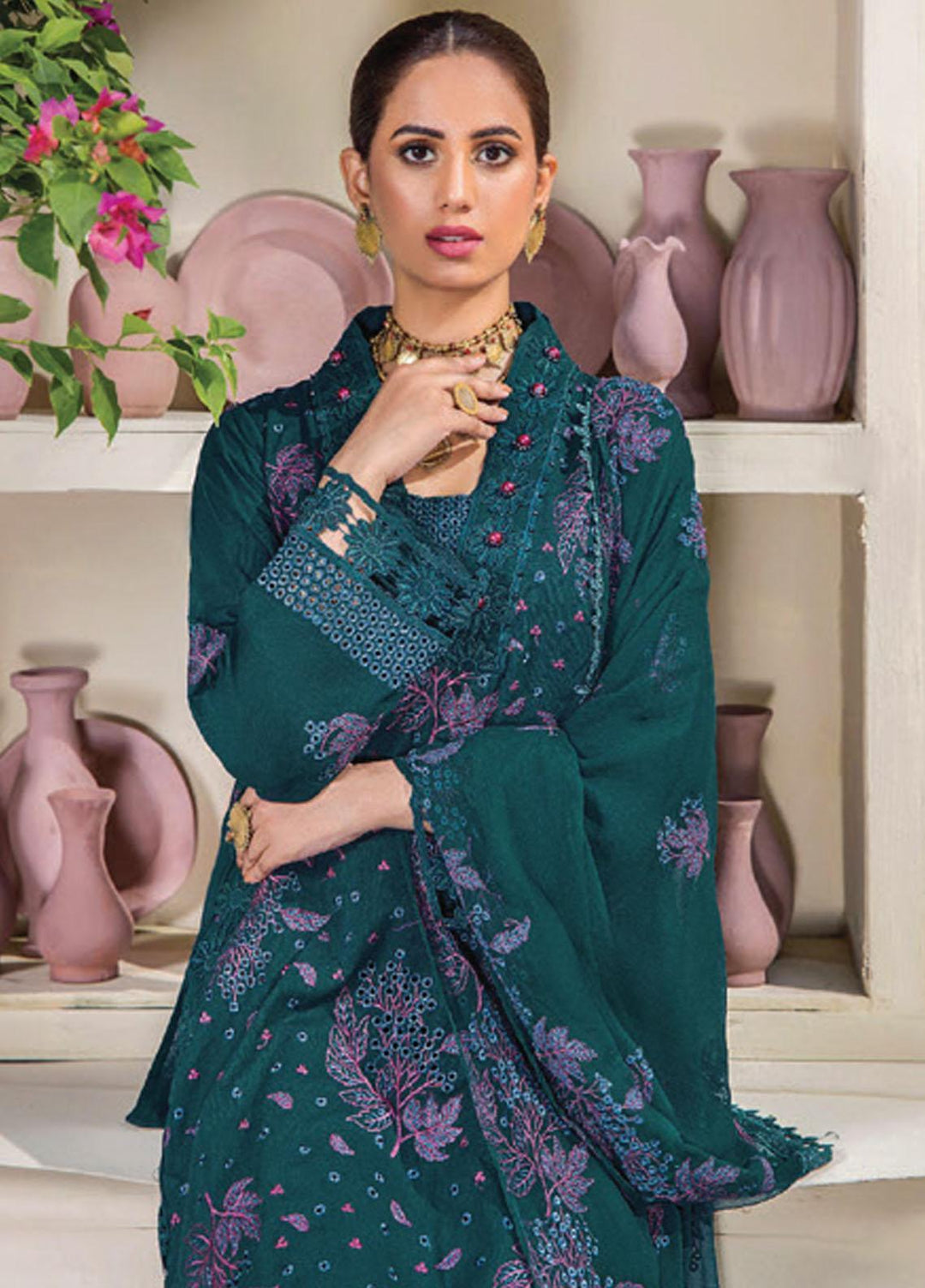 Rumli By Humdum Embroidered Karandi Suits Unstitched 3 Piece HD23RM D-08 - Formal Collection