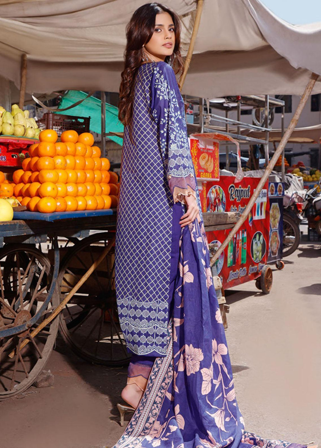 Rung By Al Zohaib Embroidered Lawn Suits Unstitched 3 Piece AZ22R 13 - Summer Collection