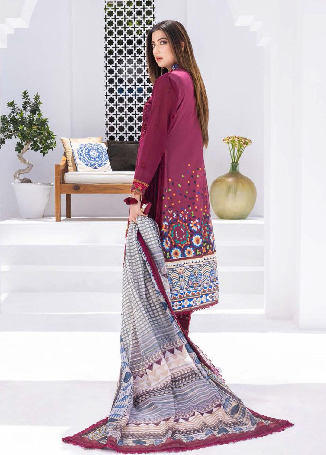 Rungkari By Mahiymaan Embroidered Lawn Suits Unstitched 3 Piece MAH23R A04 - Summer Collection