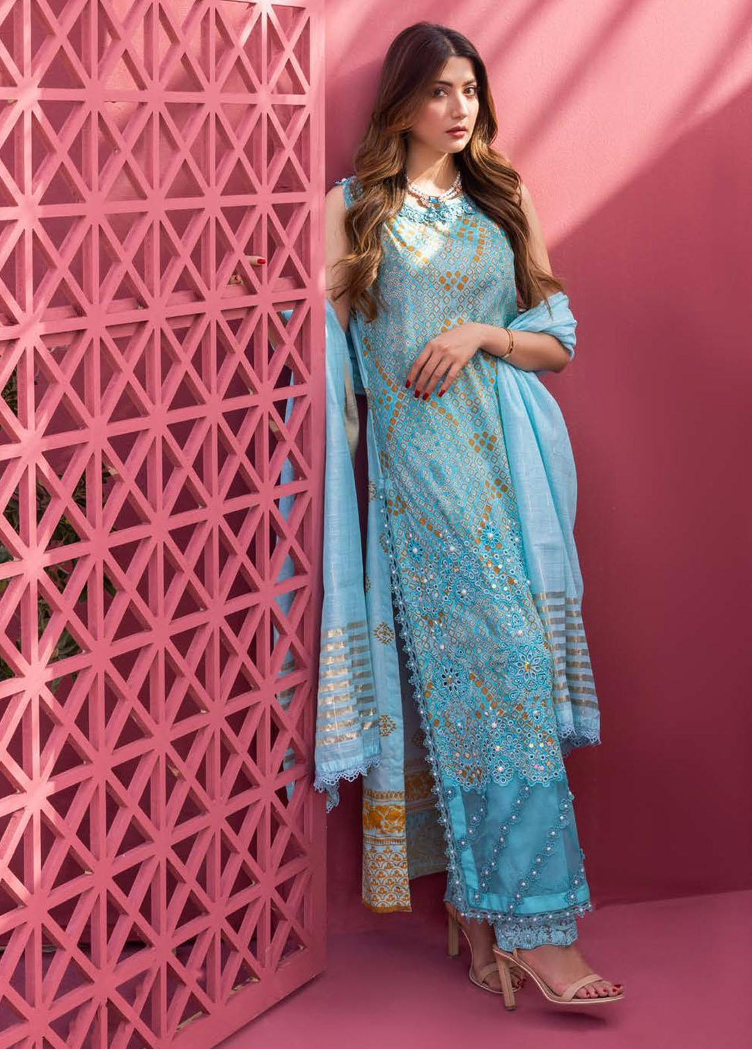 Rungkari By Mahiymaan Embroidered Lawn Suits Unstitched 3 Piece MAH23R A08 - Summer Collection