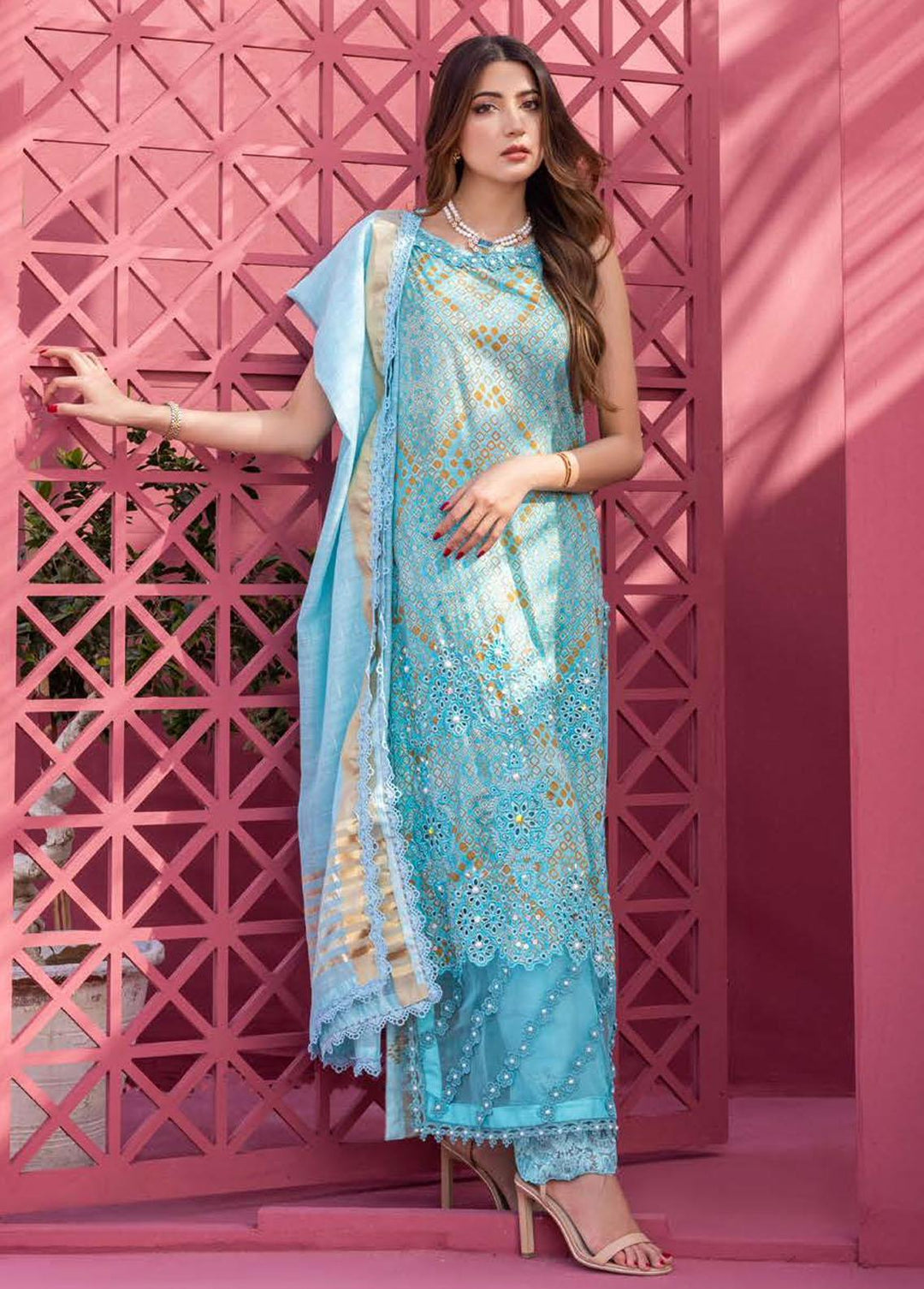 Rungkari By Mahiymaan Embroidered Lawn Suits Unstitched 3 Piece MAH23R A08 - Summer Collection