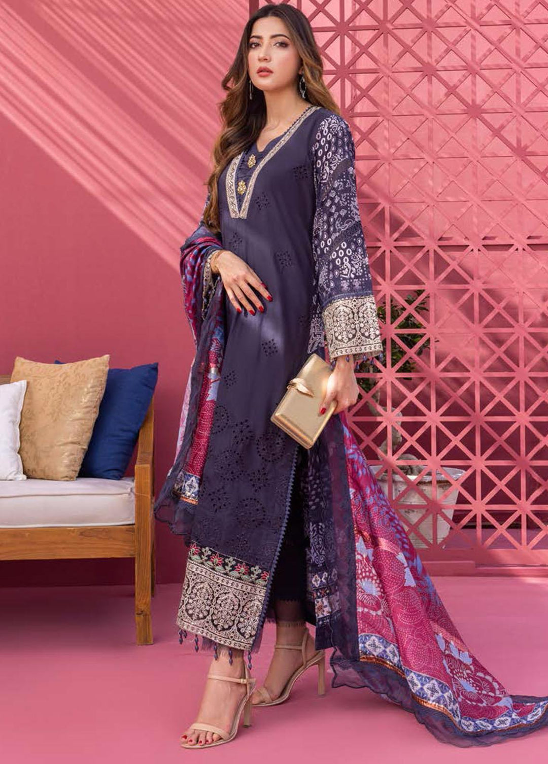 Rungkari By Mahiymaan Embroidered Lawn Suits Unstitched 3 Piece MAH23R A09 - Summer Collection