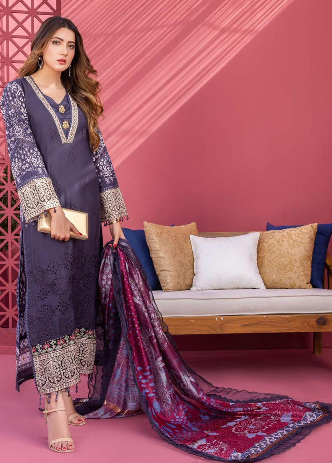 Rungkari By Mahiymaan Embroidered Lawn Suits Unstitched 3 Piece MAH23R A09 - Summer Collection