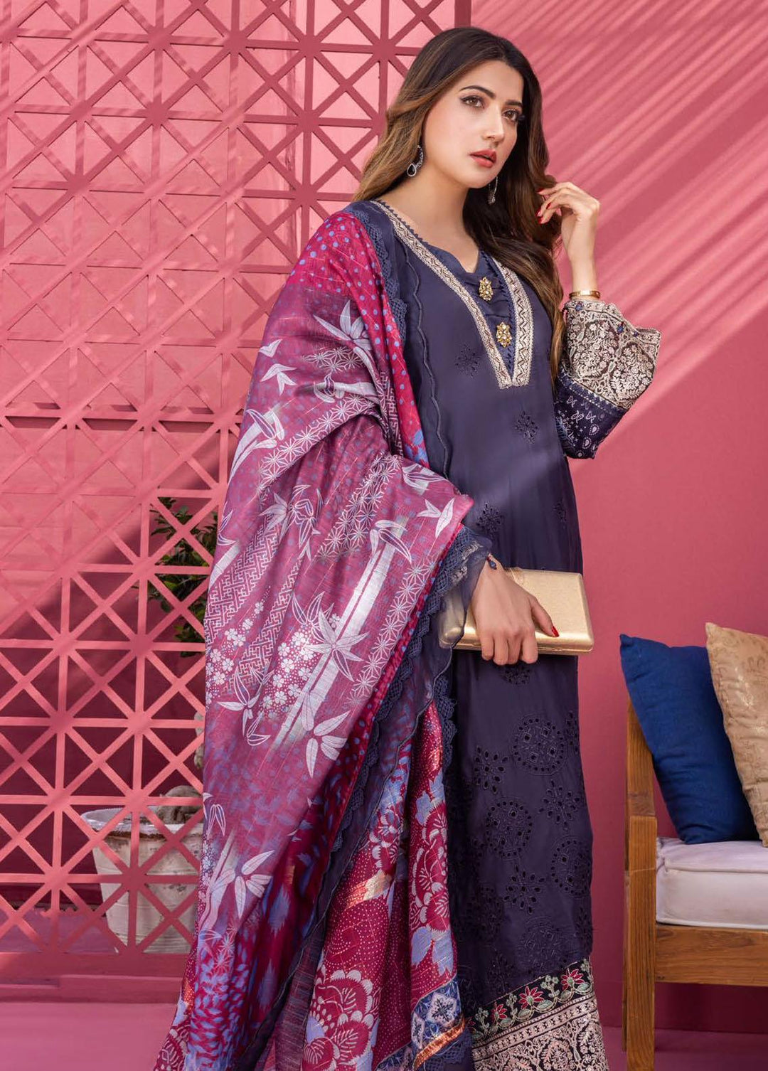 Rungkari By Mahiymaan Embroidered Lawn Suits Unstitched 3 Piece MAH23R A09 - Summer Collection