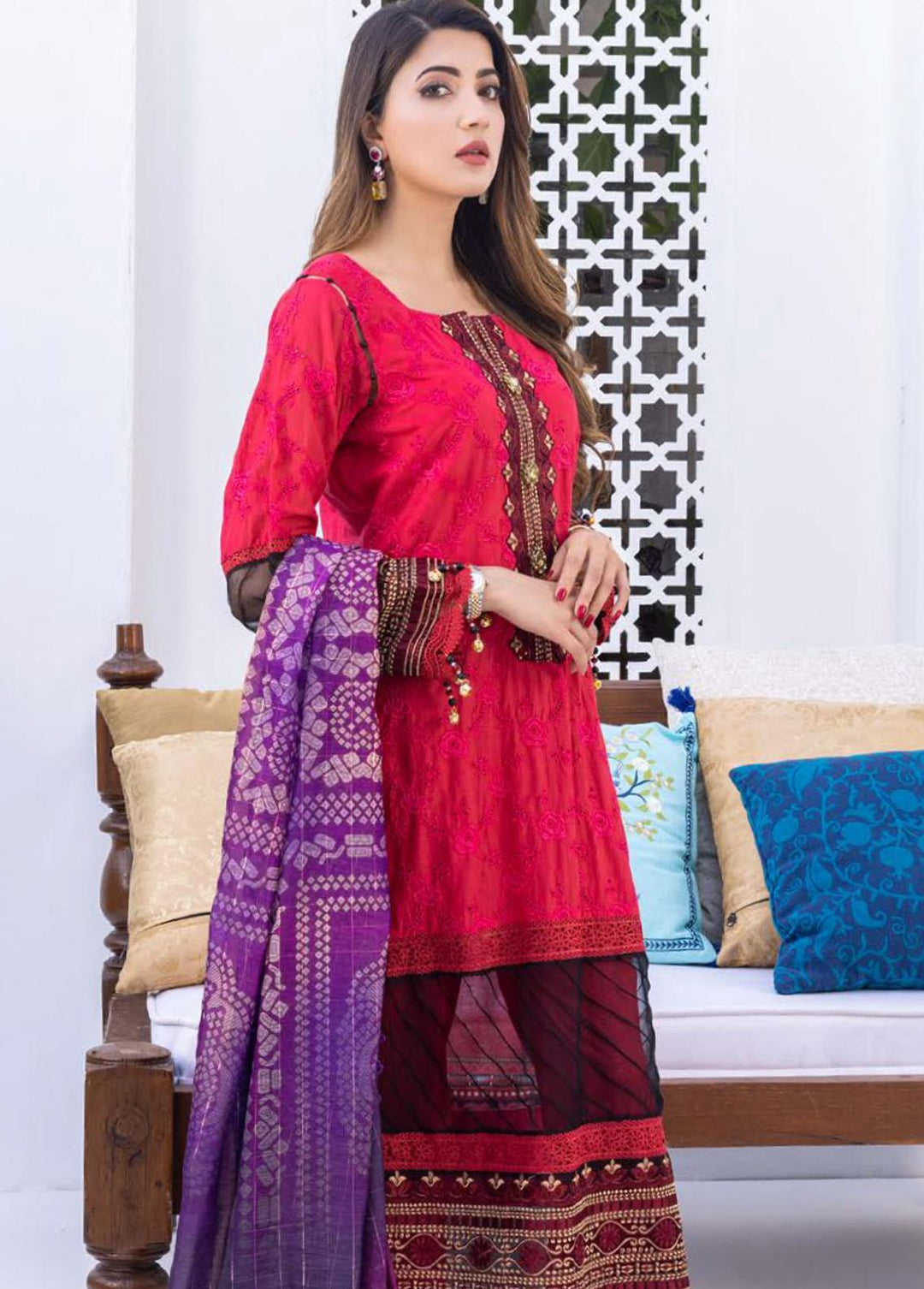 Rungkari By Mahiymaan Embroidered Lawn Suits Unstitched 3 Piece MAH23R A12 - Summer Collection