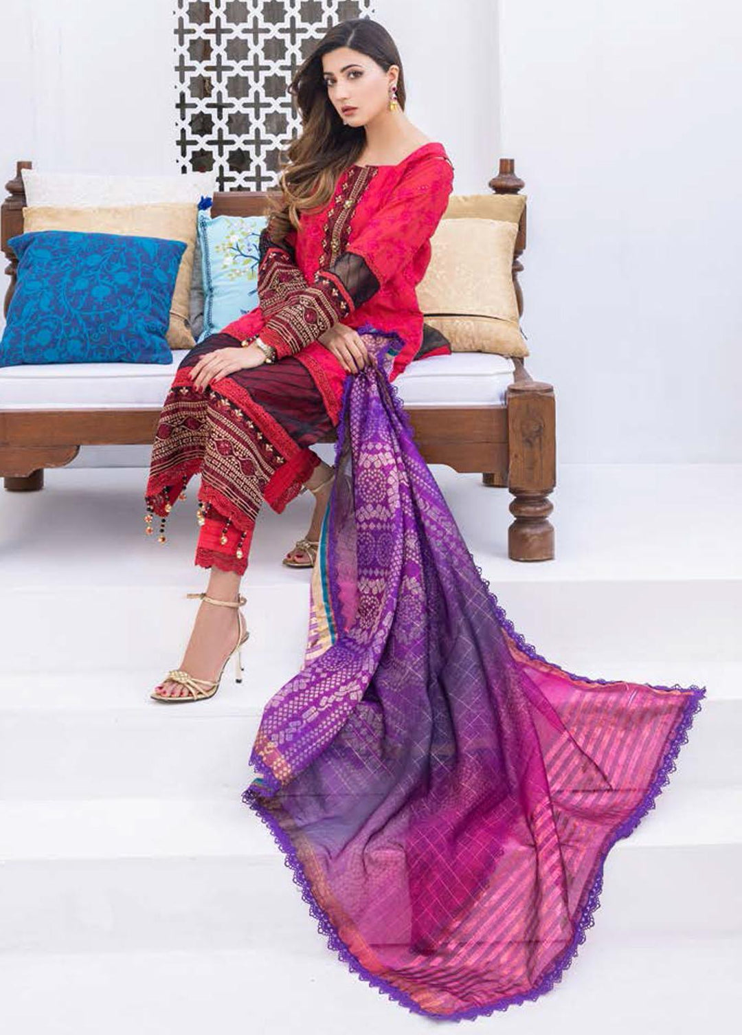 Rungkari By Mahiymaan Embroidered Lawn Suits Unstitched 3 Piece MAH23R A12 - Summer Collection