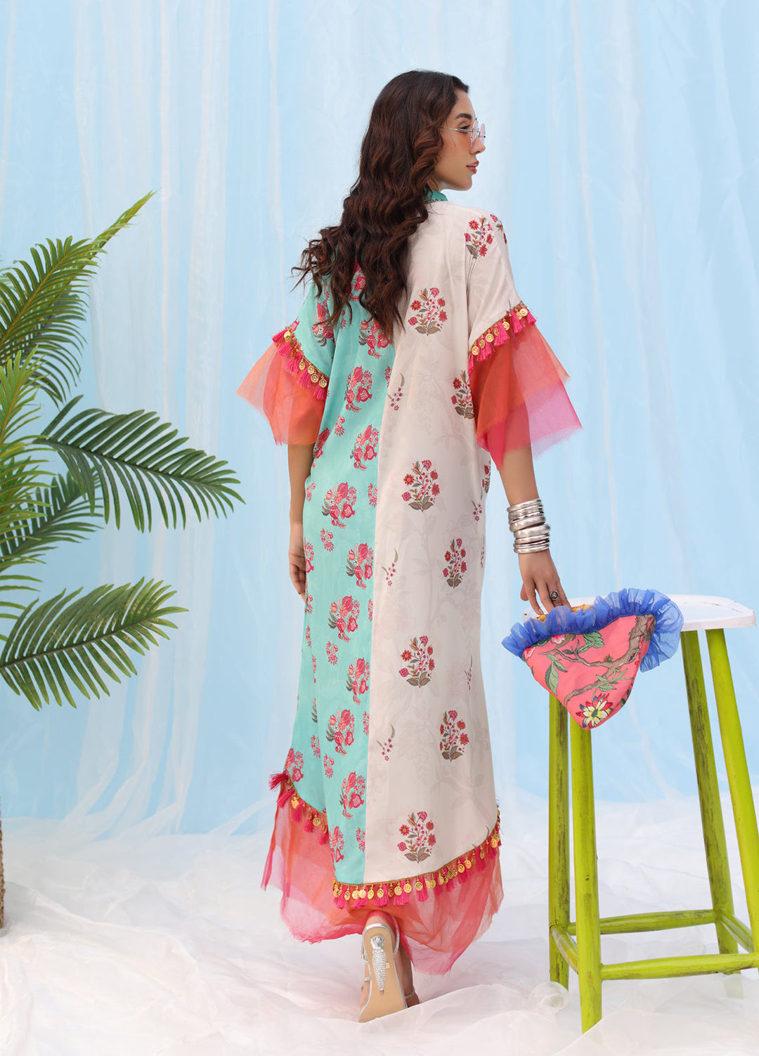 Rush Hour by Musferah Saad Pret Printed Silk 1 Piece Suit Tassel and Bloom