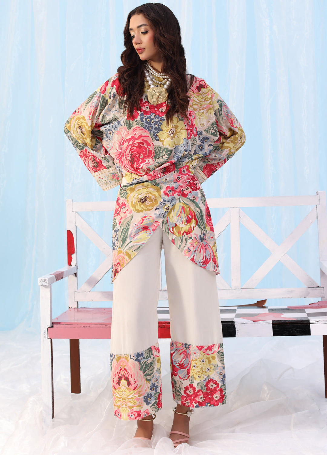 Rush Hour by Musferah Saad Pret Printed Silk 2 Piece Suit Twist of Bloom