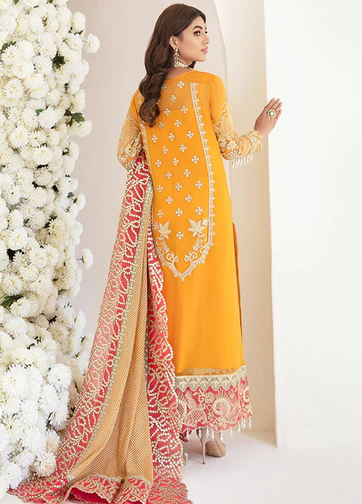Fleur By Serene Premium Embroidered Chiffon Suits Unstitched 3 Piece SP22F S-1063 MARIGOLD - Spring / Summer Collection