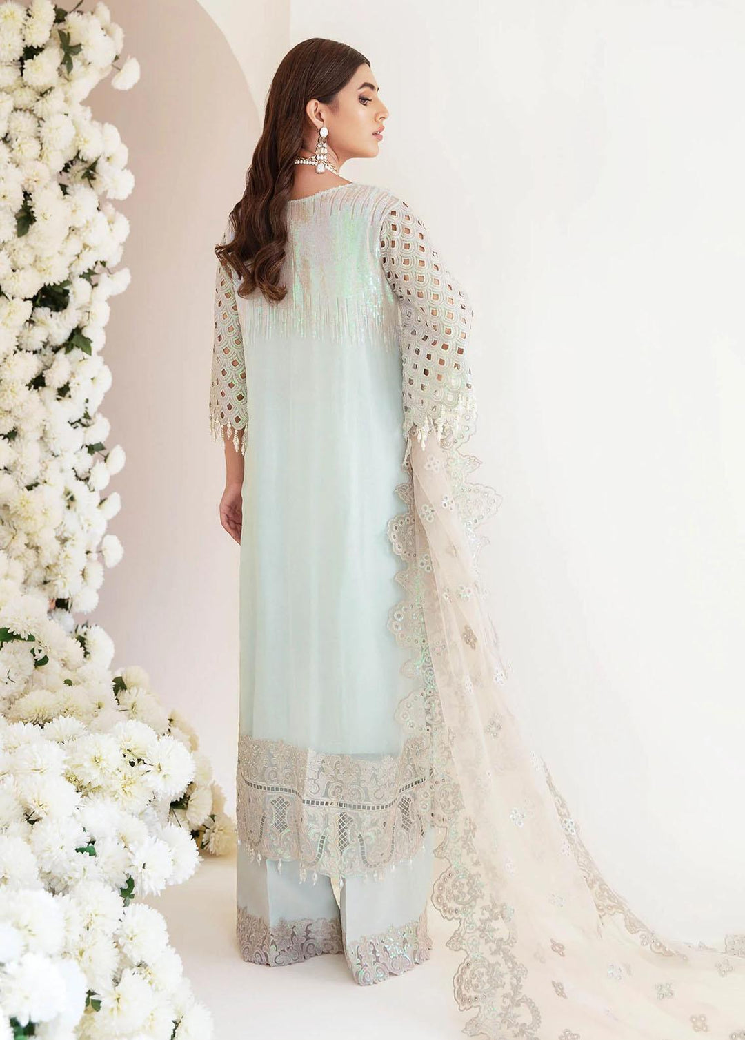 Fleur By Serene Premium Embroidered Chiffon Suits Unstitched 3 Piece SP22F S-1065 JADE VINE - Spring / Summer Collection