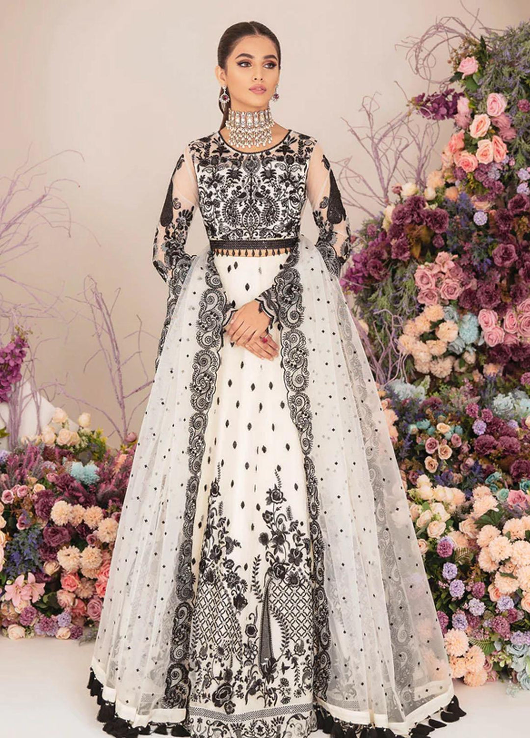 Fleur By Serene Premium Embroidered Net Suits Unstitched 3 Piece SP22F S-1067 MOON FLOWER - Spring / Summer Collection