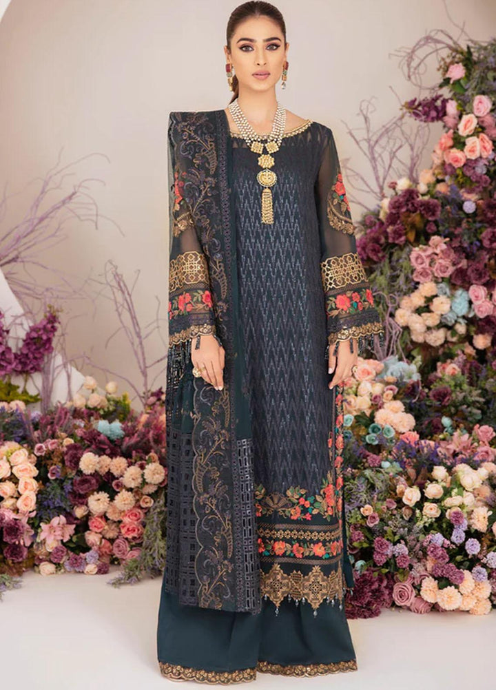 Fleur By Serene Premium Embroidered Chiffon Suits Unstitched 3 Piece SP22F S-1068 NYMPHAEA - Spring / Summer Collection