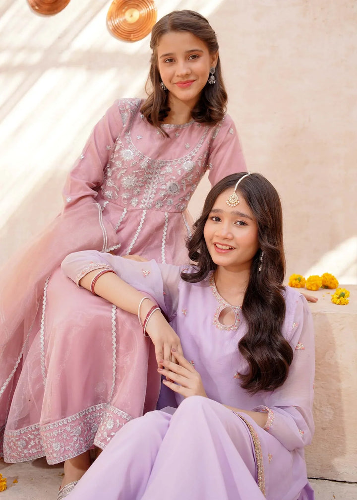 Modest Girls RTW Embroidered Tissue 3 Piece Suit Pink Frock-T Wedding Collection