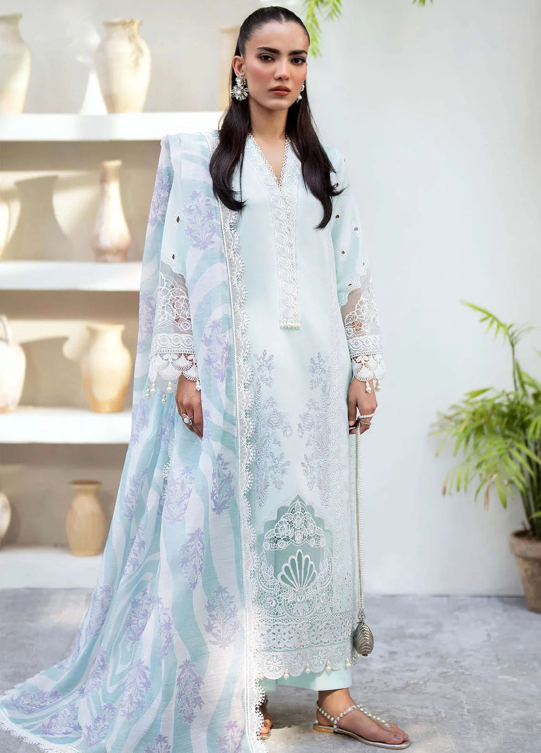 Saad Shaikh Embroidered Lawn Suit Unstitched 3 Piece SSK24E Meraki - Festive Collection