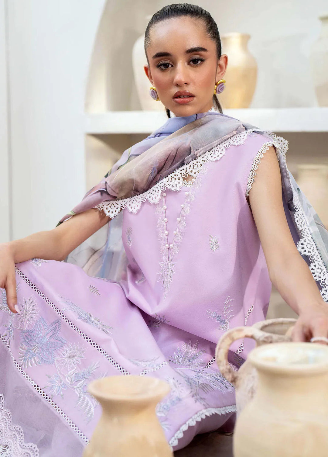 Saad Shaikh Embroidered Lawn Suit Unstitched 3 Piece SSK24E Mohagni - Festive Collection
