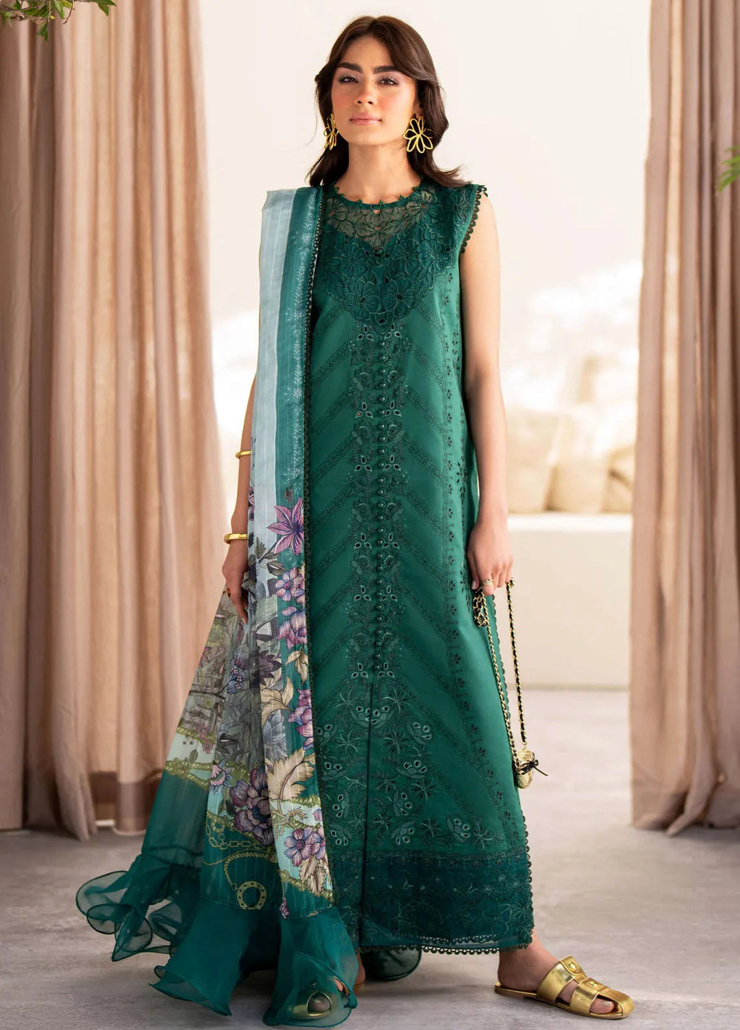 Saad Shaikh Embroidered Lawn Suit Unstitched 3 Piece SSK24E Petal - Festive Collection