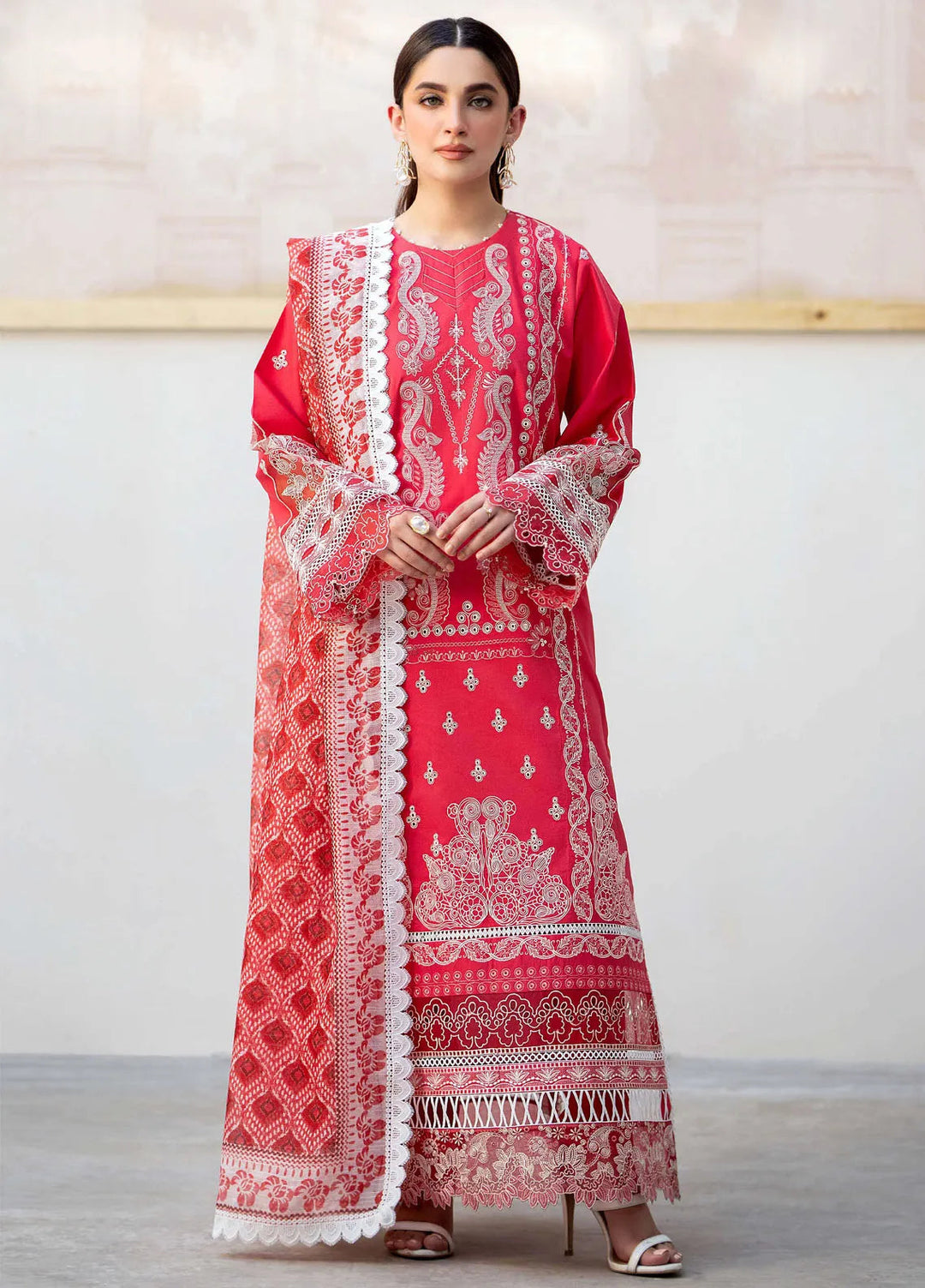 Saad Shaikh Embroidered Lawn Suit Unstitched 3 Piece SSK24E Pie - Festive Collection