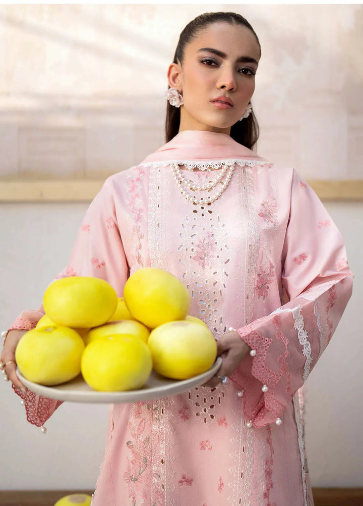 Saad Shaikh Embroidered Lawn Suit Unstitched 3 Piece SSK24E Pink Oasis - Festive Collection