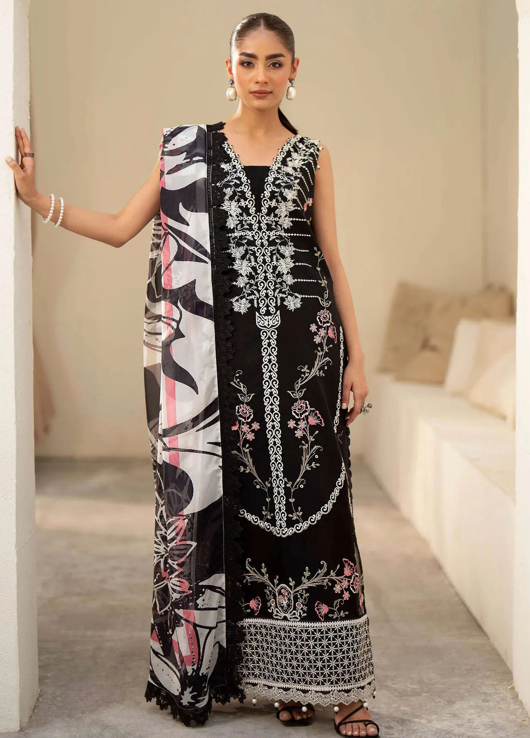 Saad Shaikh Embroidered Lawn Suit Unstitched 3 Piece SSK24E Siyaan - Festive Collection