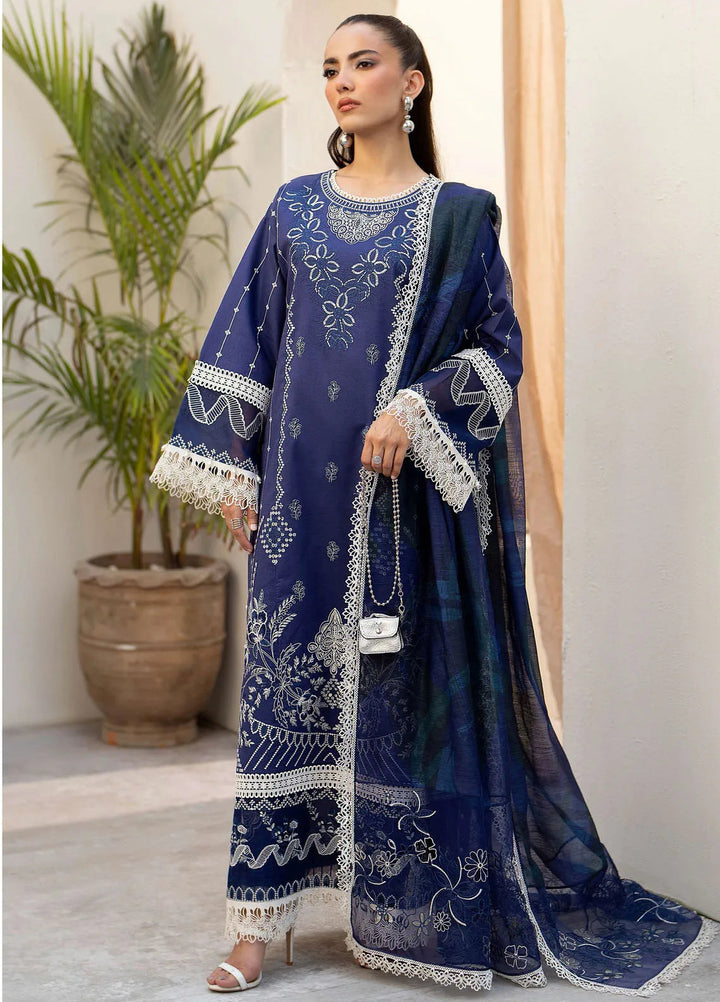 Saad Shaikh Embroidered Lawn Suit Unstitched 3 Piece SSK24E Tawny - Festive Collection