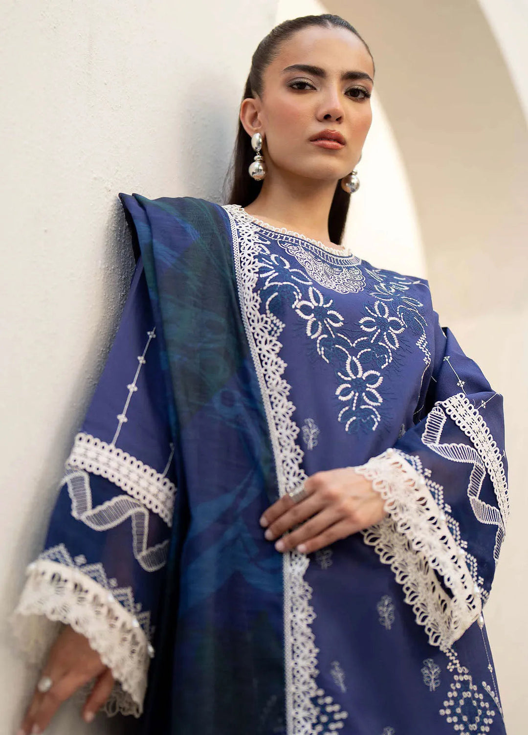Saad Shaikh Embroidered Lawn Suit Unstitched 3 Piece SSK24E Tawny - Festive Collection