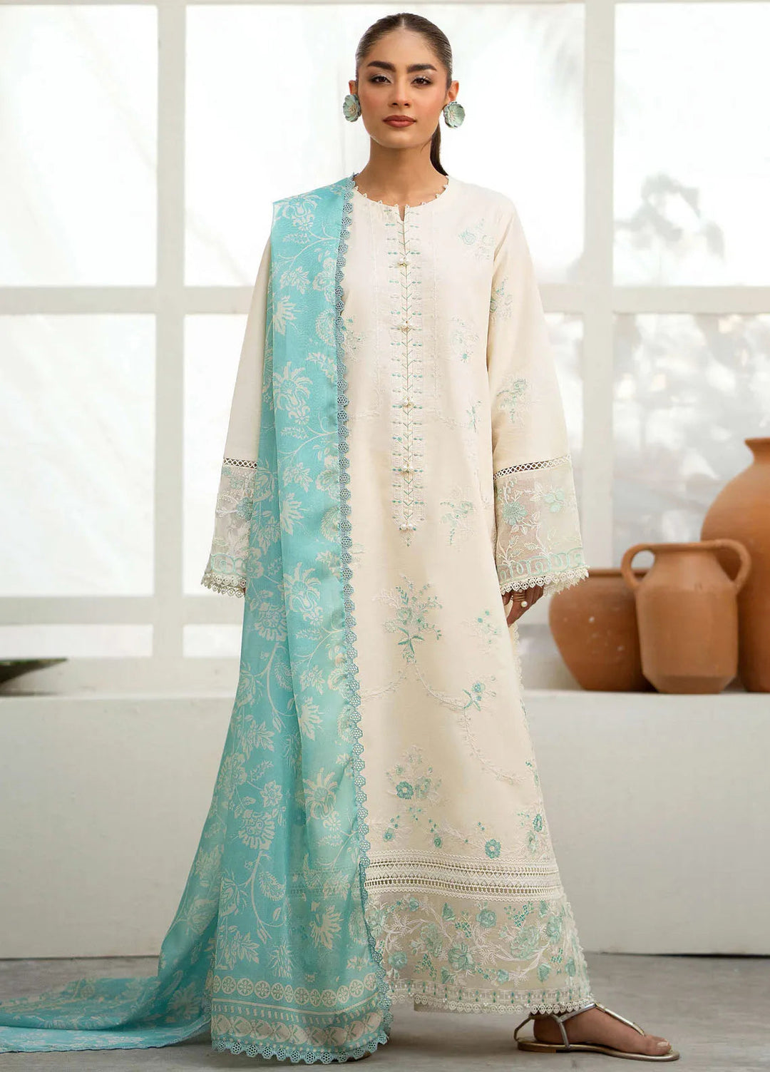 Saad Shaikh Embroidered Lawn Suit Unstitched 3 Piece SSK24E Zuruj - Festive Collection