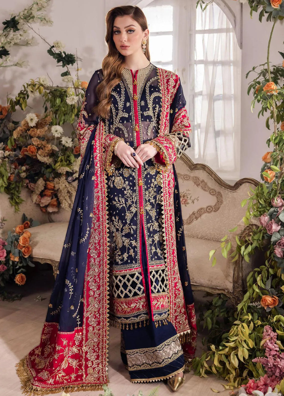Saadia Asad Pret Embroidered Chiffon 4 Piece Suit Zofiya