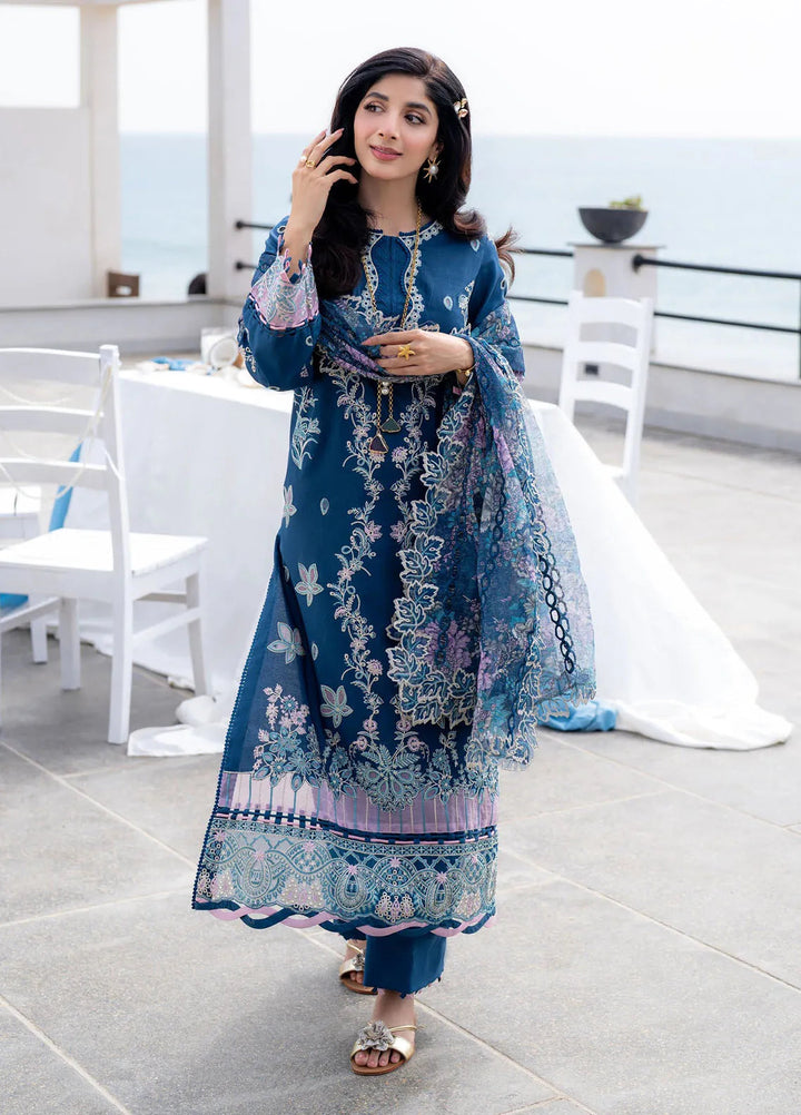 Saagar by Aabyaan Embroidered Lawn Suit Unstitched 3 Piece ABY25SL AS-03 Azura - Summer Collection