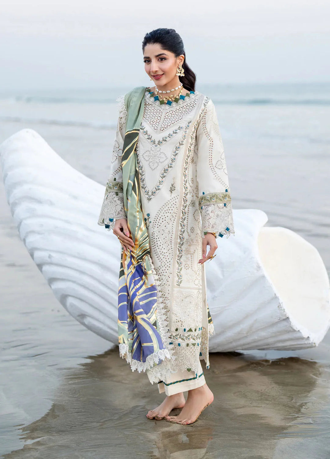 Saagar by Aabyaan Embroidered Lawn Suit Unstitched 3 Piece ABY25SL AS-04 Arsin - Summer Collection