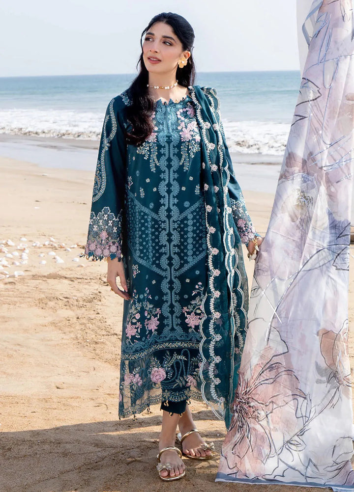 Saagar by Aabyaan Embroidered Lawn Suit Unstitched 3 Piece ABY25SL AS-06 Ishana - Summer Collection