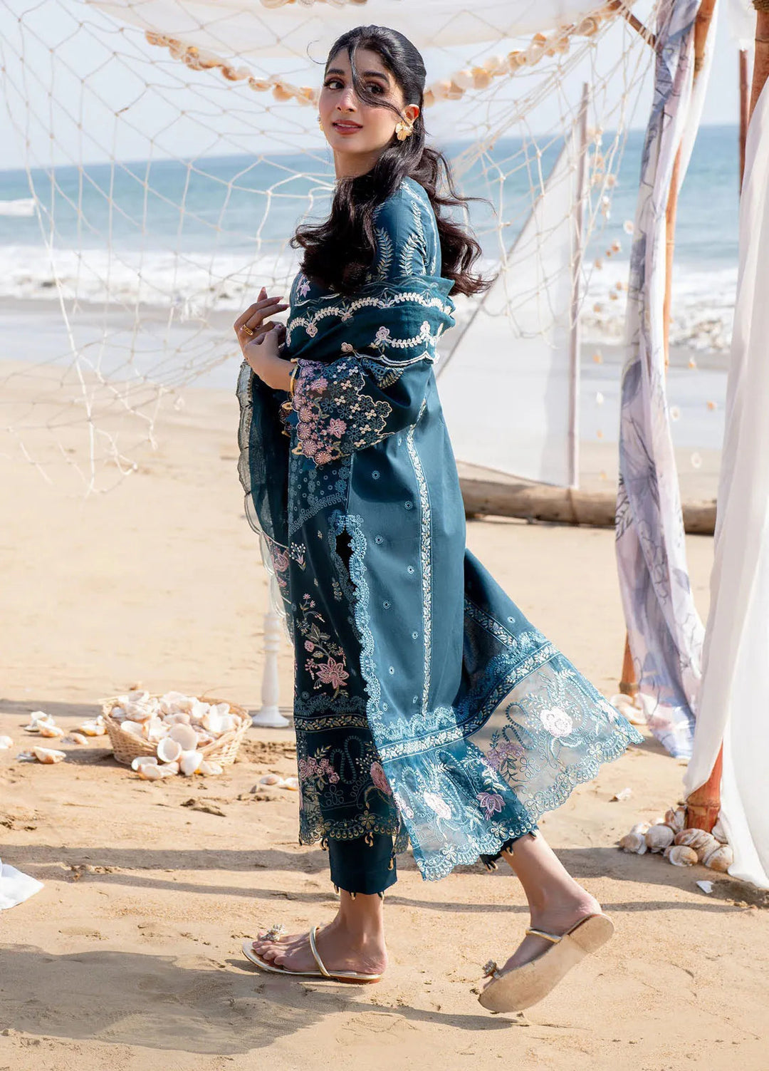 Saagar by Aabyaan Embroidered Lawn Suit Unstitched 3 Piece ABY25SL AS-06 Ishana - Summer Collection