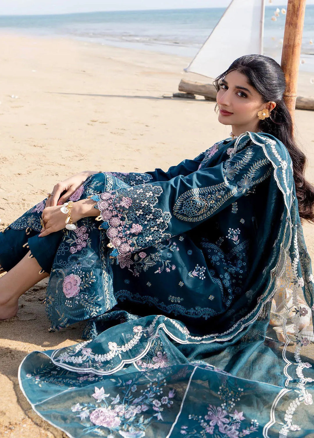 Saagar by Aabyaan Embroidered Lawn Suit Unstitched 3 Piece ABY25SL AS-06 Ishana - Summer Collection