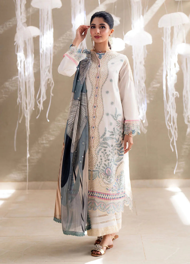 Saagar by Aabyaan Embroidered Lawn Suit Unstitched 3 Piece ABY25SL AS-09 Zaira - Summer Collection