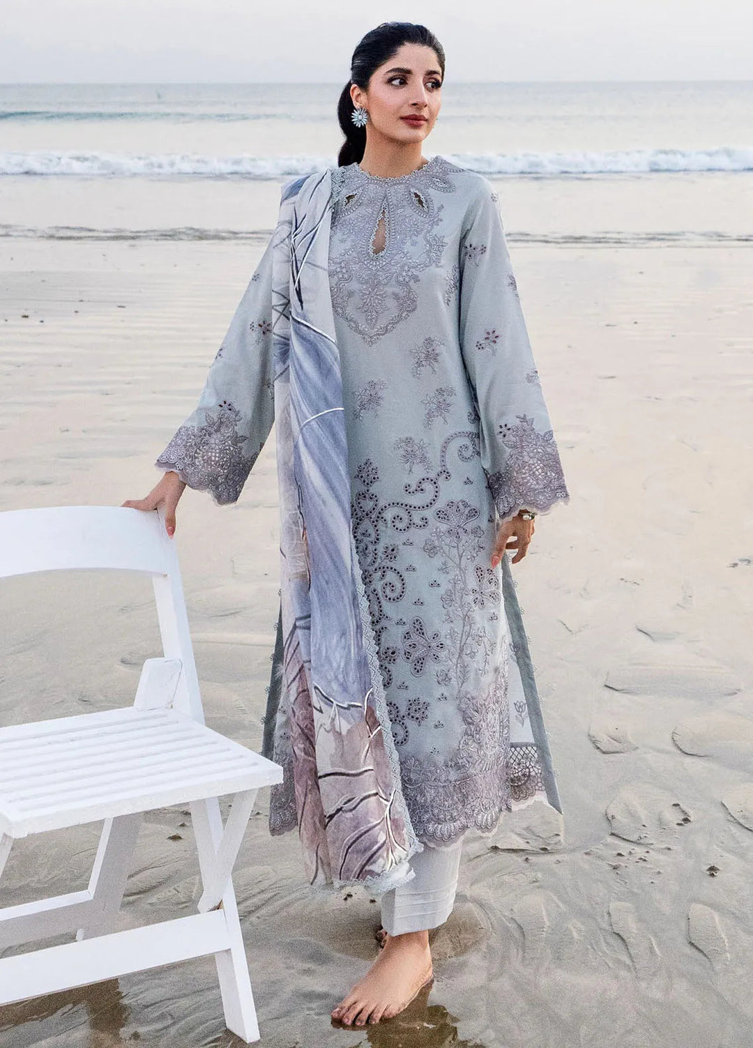 Saagar by Aabyaan Embroidered Lawn Suit Unstitched 3 Piece ABY25SL AS-10 Zumar - Summer Collection