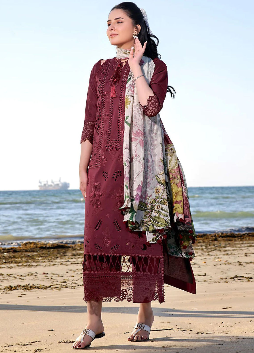 Saahil by Izel Embroidered Lawn Suits Unstitched 3 Piece IZL24SL Laleen - Summer Collection
